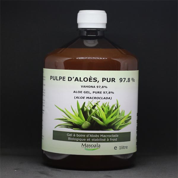 Pulpe d'aloes 97,8%, flacon 1 litre, Masoala Laboratoire