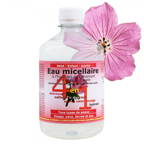 Eau Micellaire 4 en 1, flacon de 500 ml