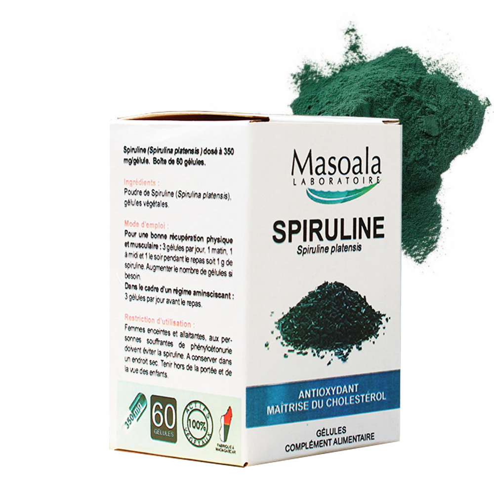 Spiruline, boite de 60 gélules