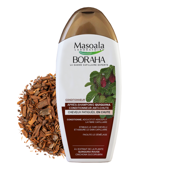 BORAHA Après-shampoing Anti-chute, à base de Quinquina, Flacon de 400 ml