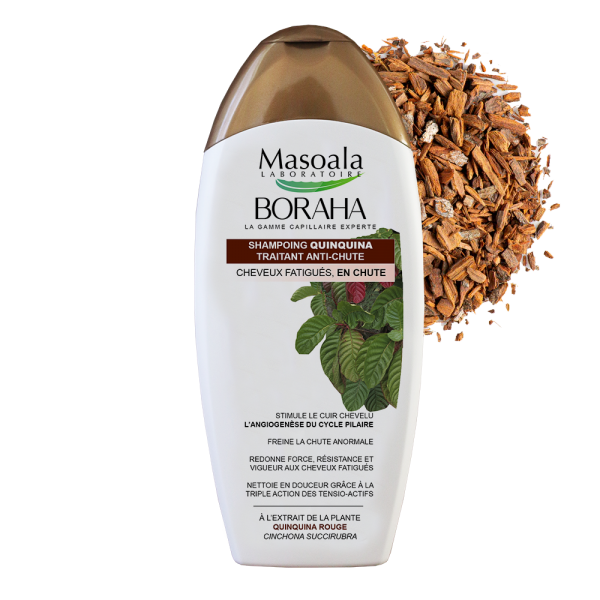 BORAHA Shampoing Anti-chute, à base de Quinquina Rouge, Flacon de 400 ml